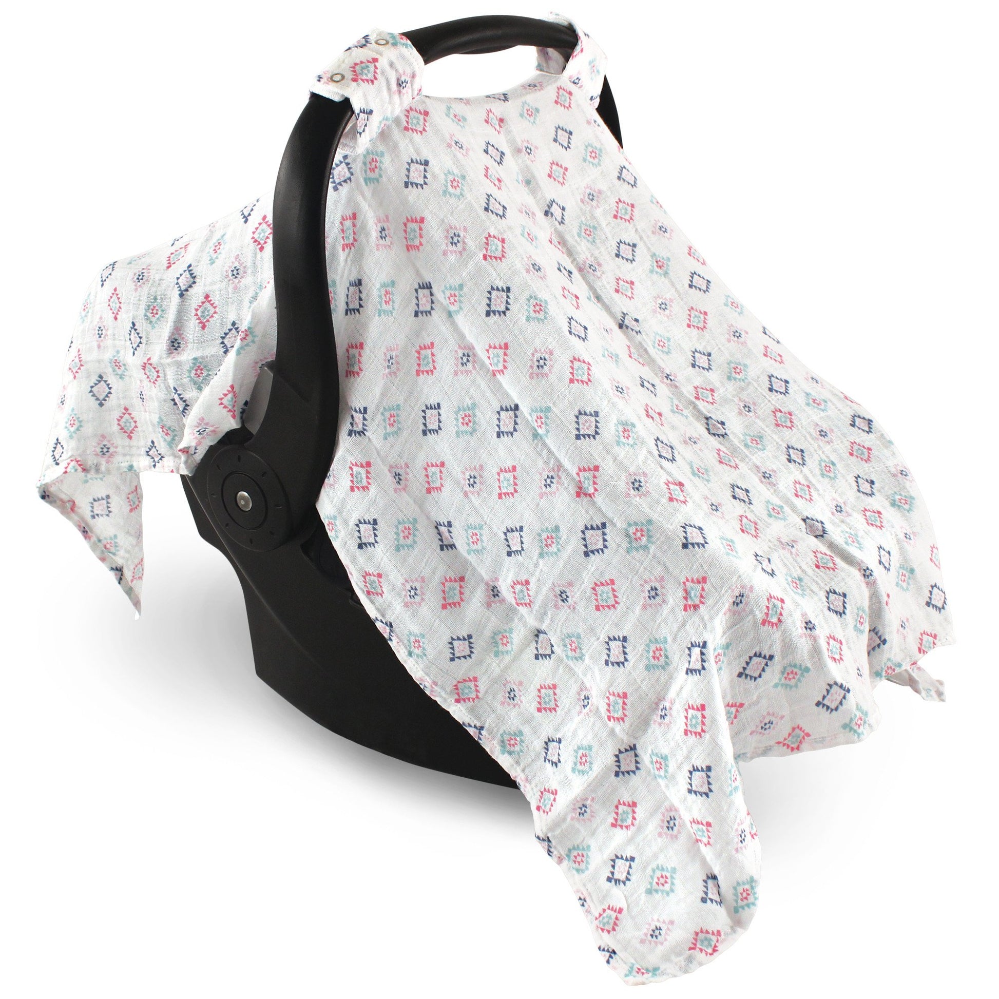 Hudson Baby Unisex Baby Muslin Cotton Car Seat And Stroller Canopy, Pink Aztec, One Size