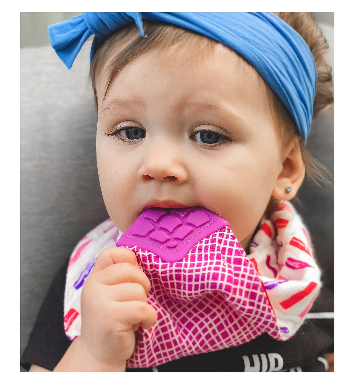 Nuby Reversible 100% Natural Cotton Muslin 3 Piece Teething Bib, Pink, Aqua, Purple, Flower, Butterfly, Stripes, Girl, 3 Count