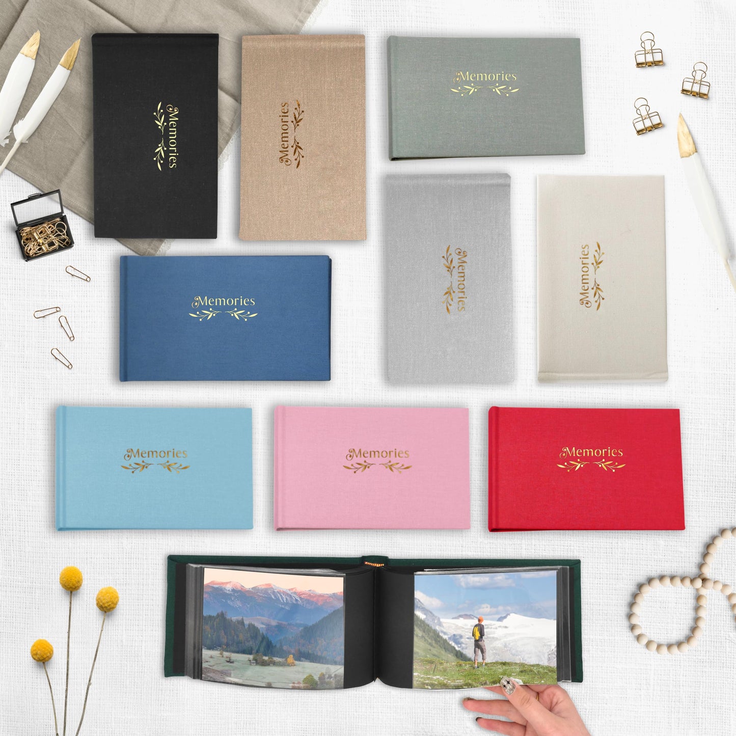 Holoary Small 4X6 Photo Album, Linen Hard Cover, Holds 50 Photos, Black Page Traditional Book Bound, Mini Brag Book Baby Album,