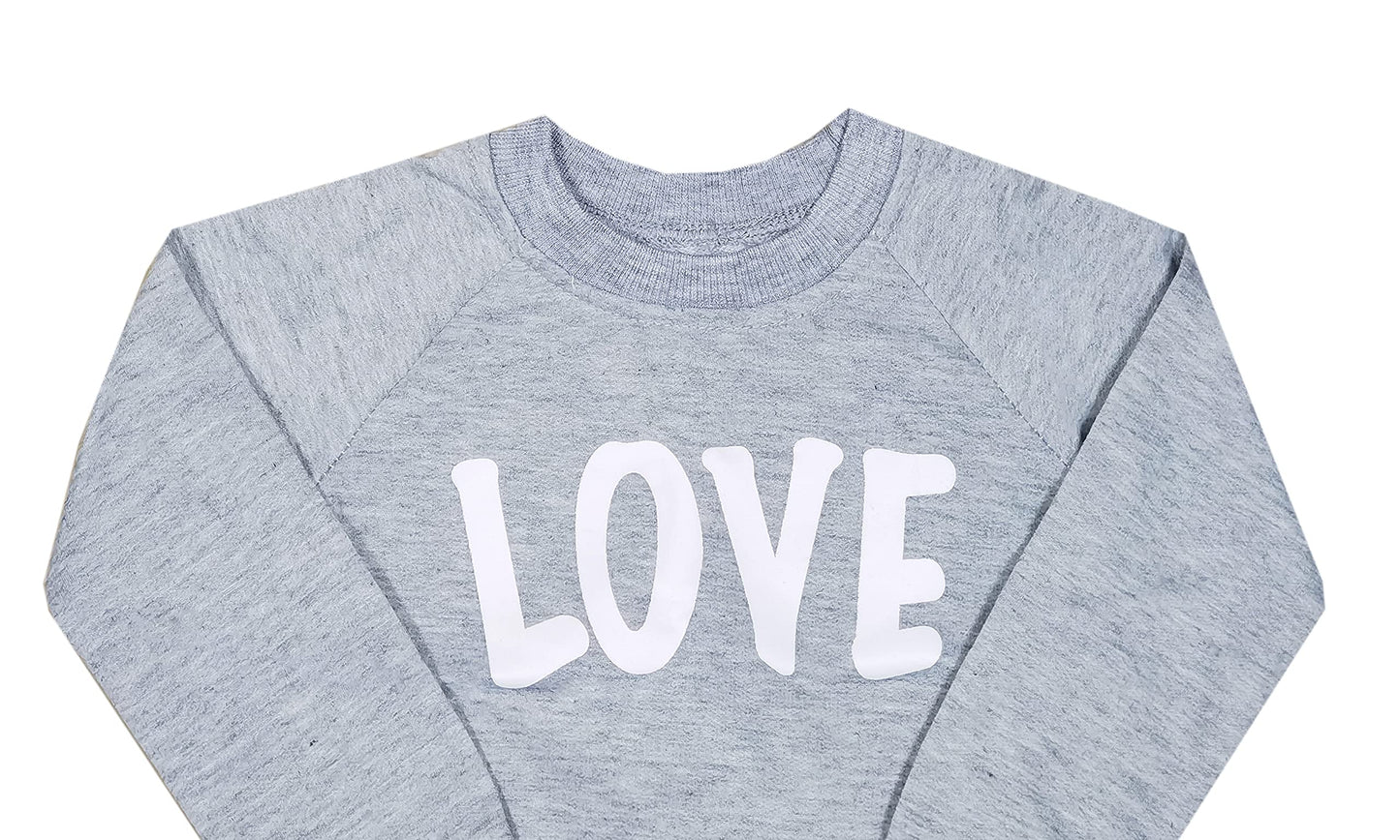 Y&Tbaby Mommy And Me Love Print Long Sleeve Pullover Tee Tops Family Matching Casual Sweatshirt T-Shirt Clothes Outfits(Grey,Dau