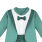 Lilax Baby Boy Gentleman Tuxedo Footie Christmas Holiday Outfit With Bow Tie (3 Months, Seafoam)