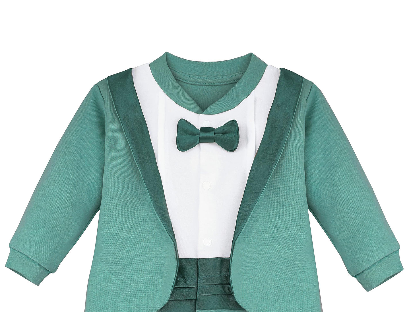 Lilax Baby Boy Gentleman Tuxedo Footie Christmas Holiday Outfit With Bow Tie (9 Months, Seafoam)