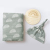 Miaoberry 100% Organic Cotton Muslin Blanket| Sage Green Rainbow Baby Swaddle Set| Newborn Boy Girl Unisex Neutral| Boho Vintage