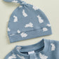 Ayalinggo Valentines Baby Girl Outfit Bowknot Heart Footie Romper Long Sleeve Onesie Newborn Christmas Clothes (Easter Bunny Blu