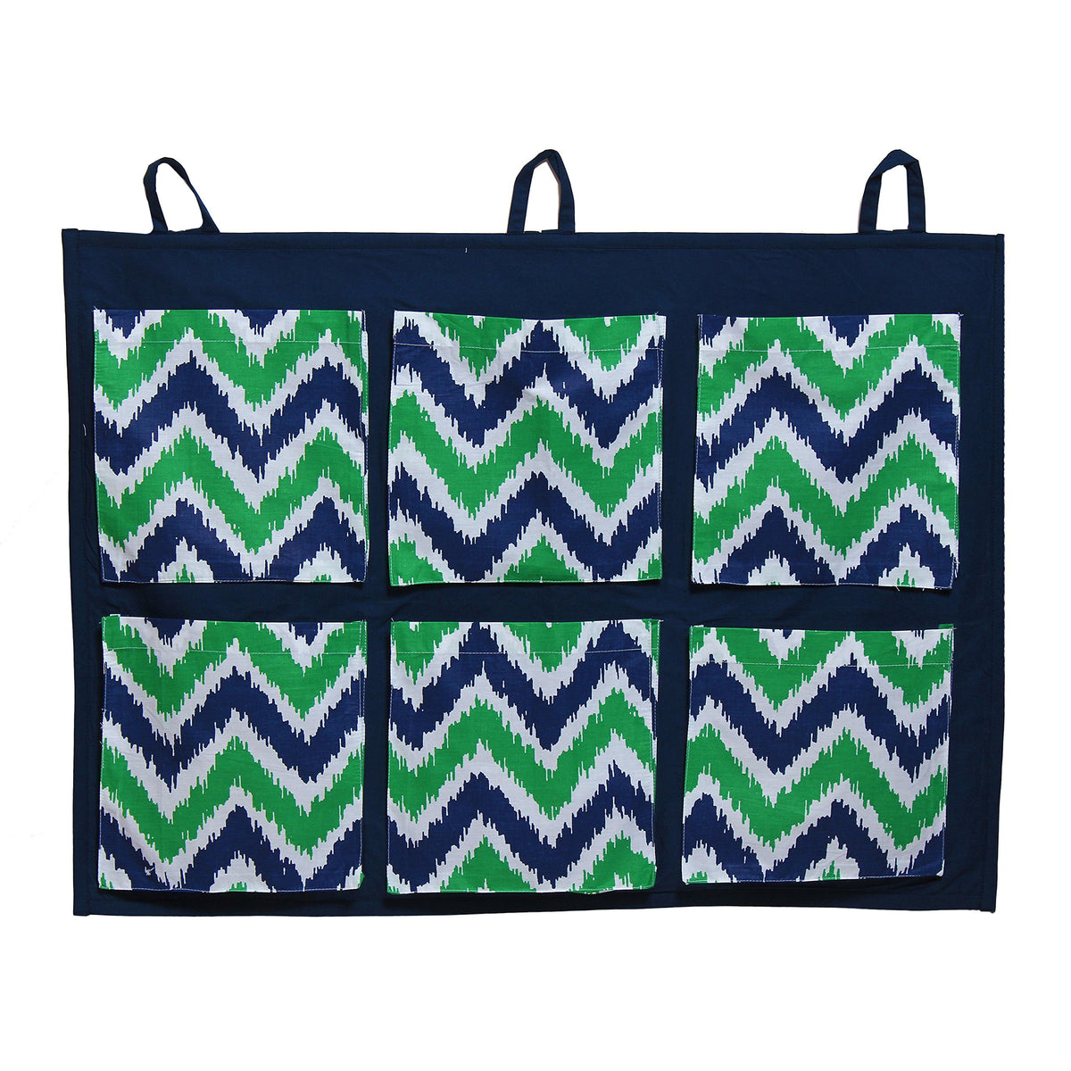 Bacati MixNMatch Zigzag Wall/Crib Storage Organizer, Blue/Green