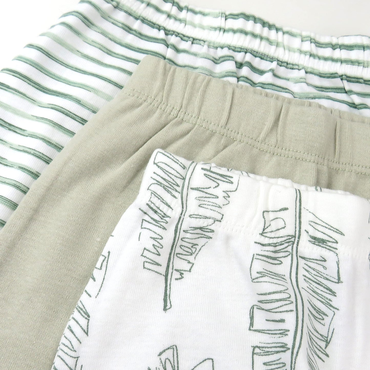 Honestbaby Baby 3-Pack Organic Cotton Footed Harem Pants, Jumbo Leaf Sage, 6-9 Months