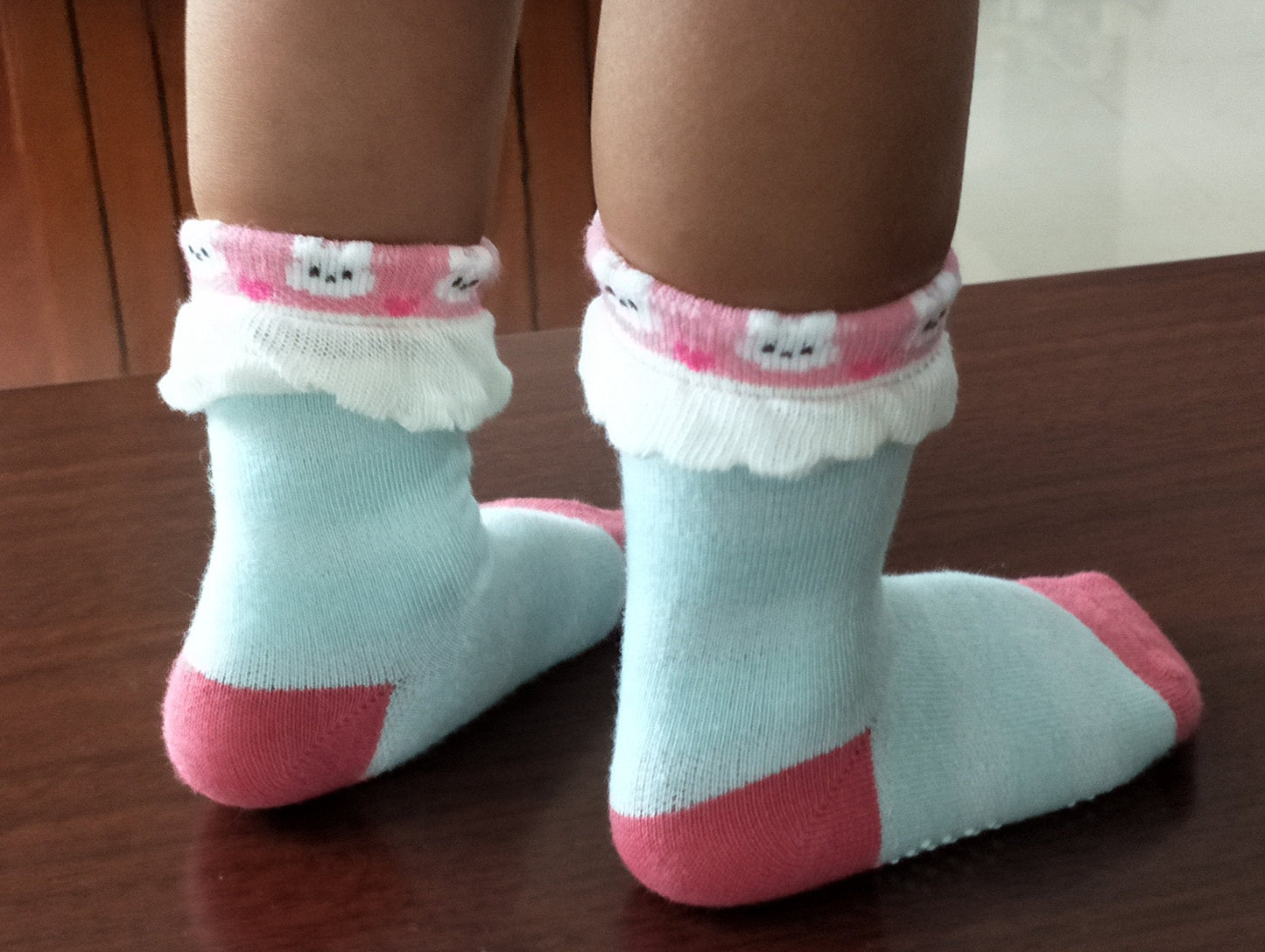 Rative Non Skid Anti Slip Cotton Dress Crew Socks With Grips For Baby Infant Toddler Kids Girls (0-6 Months, Rg-726727)