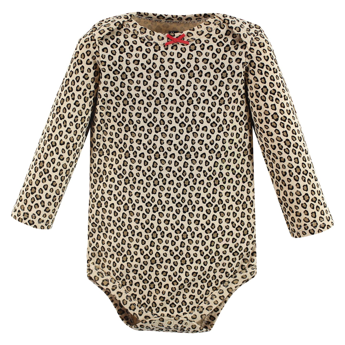 Hudson Baby Girls' Buffalo Plaid Leopard 100% Cotton Long-Sleeve Bodysuit, 3-6 Months
