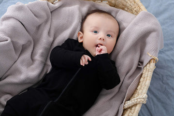 O2 Baby Baby Boys Girls Organic Cotton Zip Front Sleeper Pajamas, Footed Sleep  'N Play(0-3Months, Black)