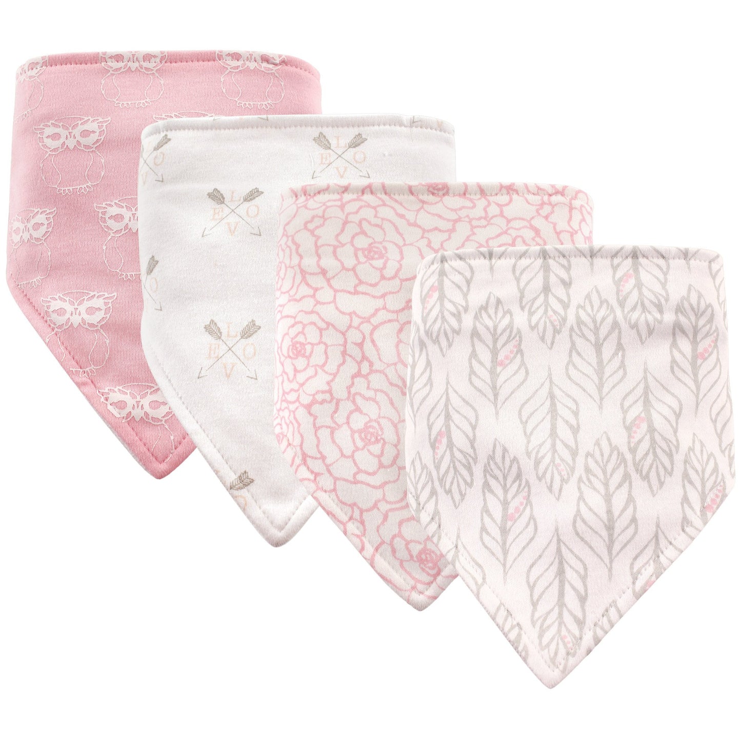 Hudson Baby Unisex Baby Cotton Bandana Bibs, Gray Feather, One Size