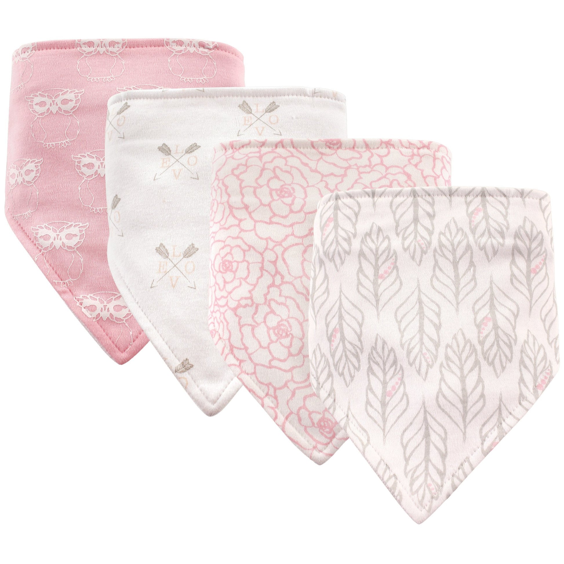 Hudson Baby Unisex Baby Cotton Bandana Bibs, Gray Feather, One Size