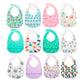 Nuby 2 Pack Adjustable Easy Clean Soft Silicone Bibs With Scoop, Leaves & Sloth