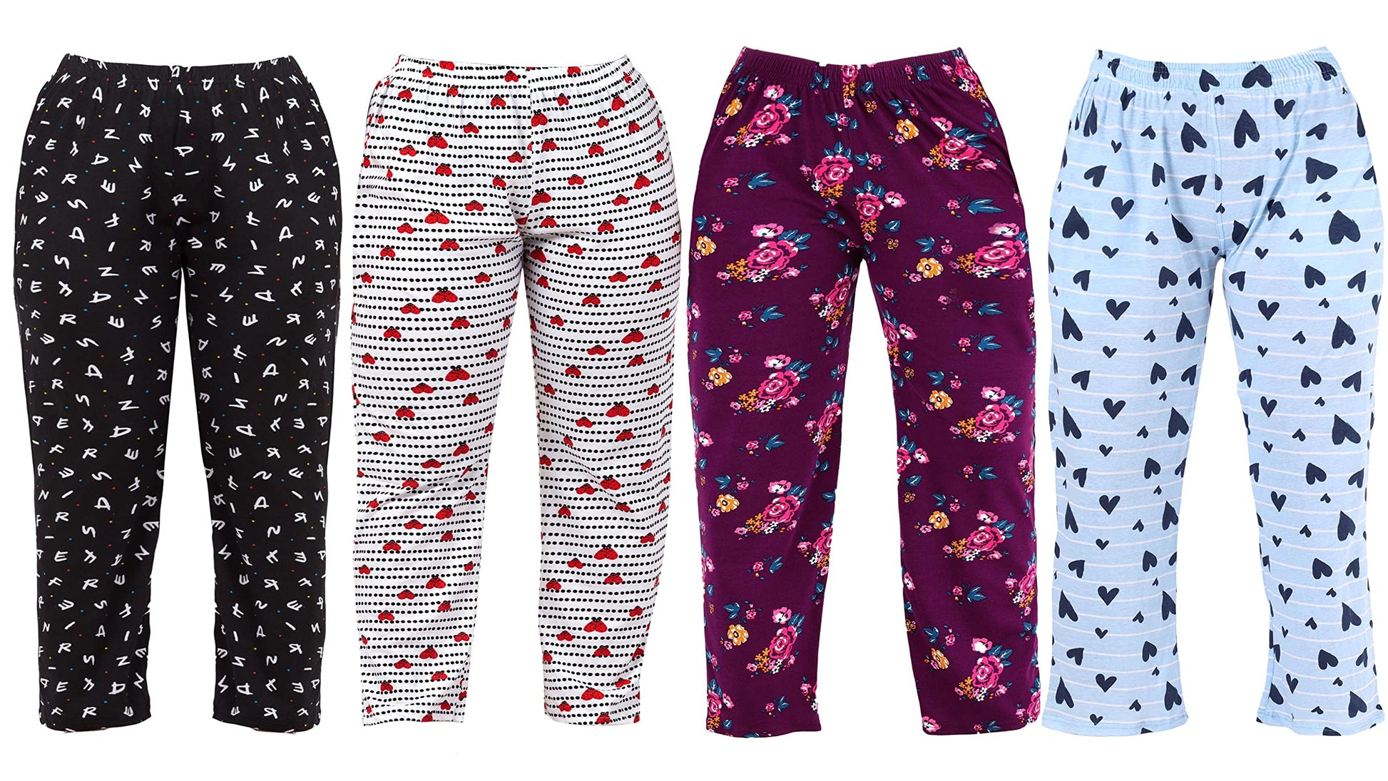 Fflirtygo Comfort Printed Girls Cotton 3/4th Pyjama, Girls Casual wear & Sleepwear for 78 Years(Pack of 4 Prints May Vary) Mult