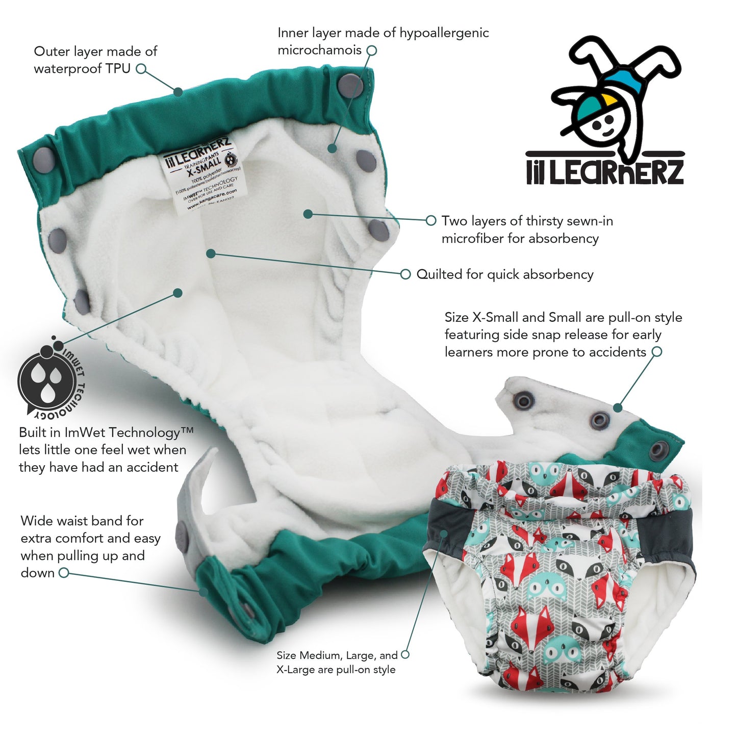 Kanga Care Lil Learnerz Reusable Swim and Toilet Training Pants (XSmall - Destiny & Unity)