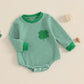 Visgogo Valentine'S Day Baby Sweatshirt Romper Striped Heart/Clover Waffle St.Patrick Day Long Sleeve Irish Onesie Jumpsuits (Gr