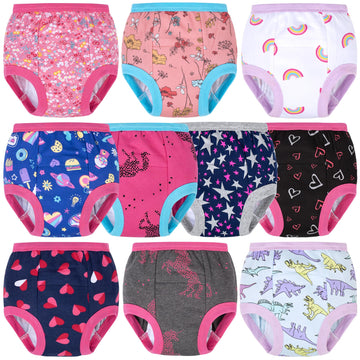 Big Elephant 10 Packs Baby Girls' And Boys' Potty Training Pants, 100% Cotton Absorbent Training Underwear For Toddler, 12-24 Mo