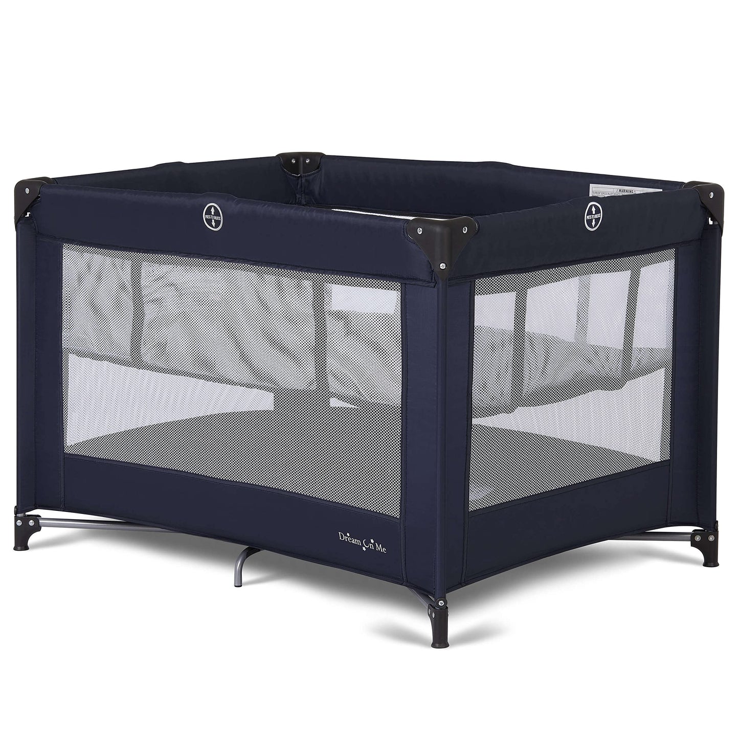 Dream On Me Zazzy Portable Playard with Bassinet in Navy, Packable and Easy Setup Baby Playard, Lightweight and Portable Playard
