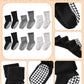 Lanleo Baby Girls Boys Non Slip Socks With Grips Toddler Kids Unisex Warm Thick Cotton Ankle Crew Socks With Grippers 2 Black 2