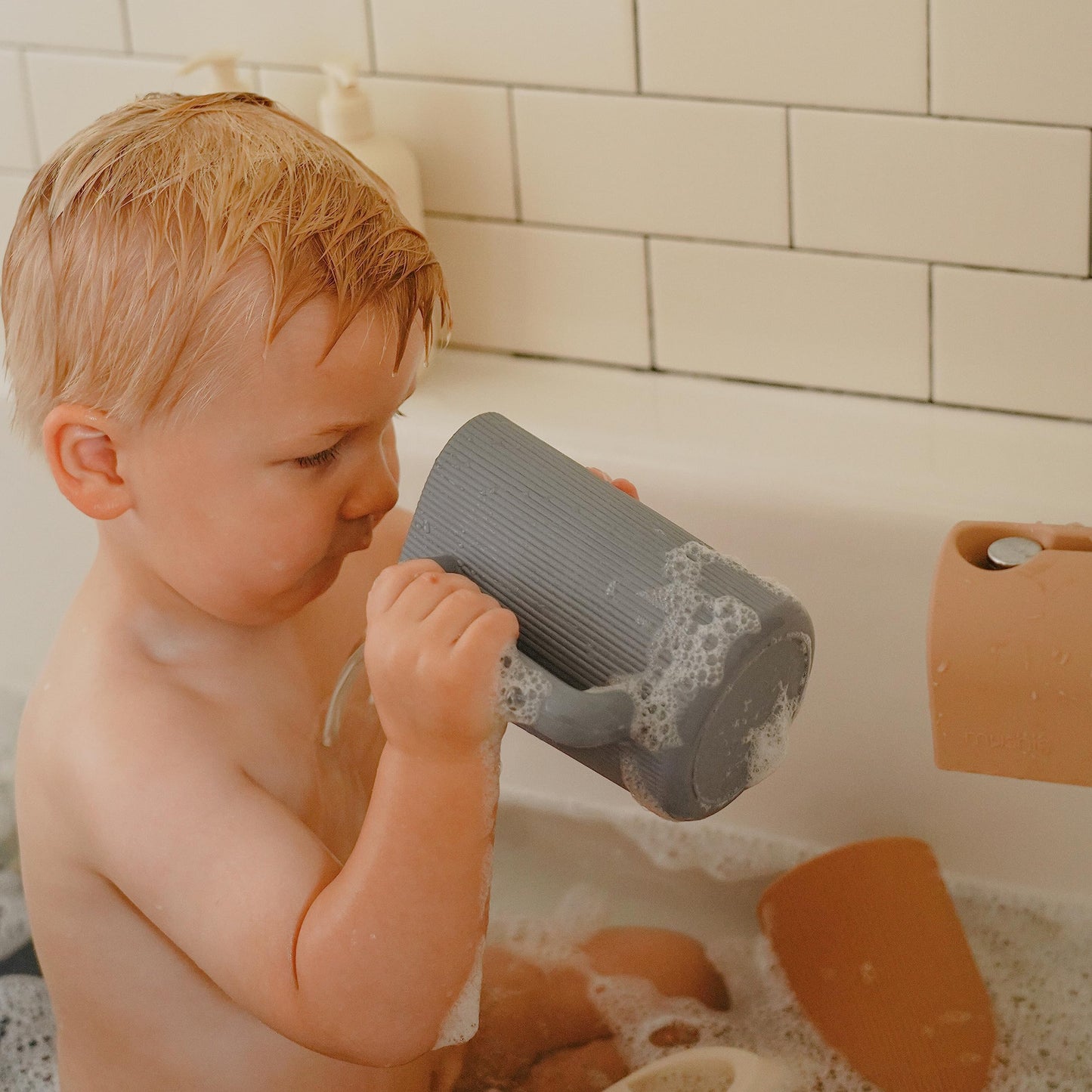 Mushie Baby Bath Rinse Cup | 100% Food Grade Silicone | Wash Rinser Cup For Kids (Tradewinds)