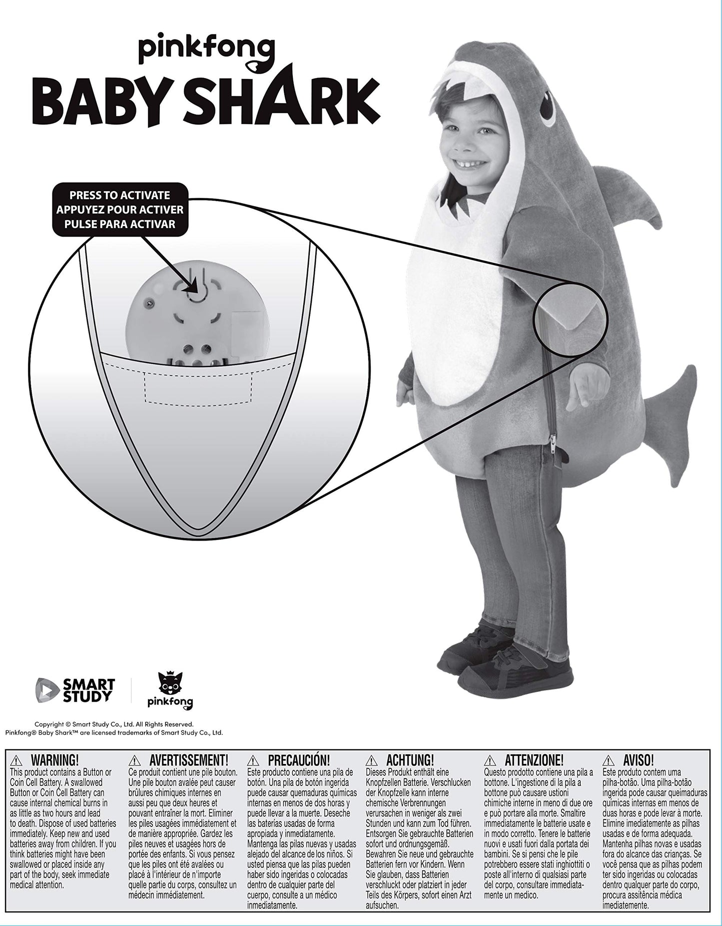 Rubie'S Unisex Child Rubies Baby Shark With Sound Chip Costume, As Shown, Infant Us