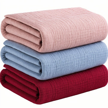 Varniya Lifestyles | 100% Organic Crinkled Muslin Cotton Baby Swaddle  UltraSoft, Hypoallergenic | 120100 cm | Salmon,Blue,Cra