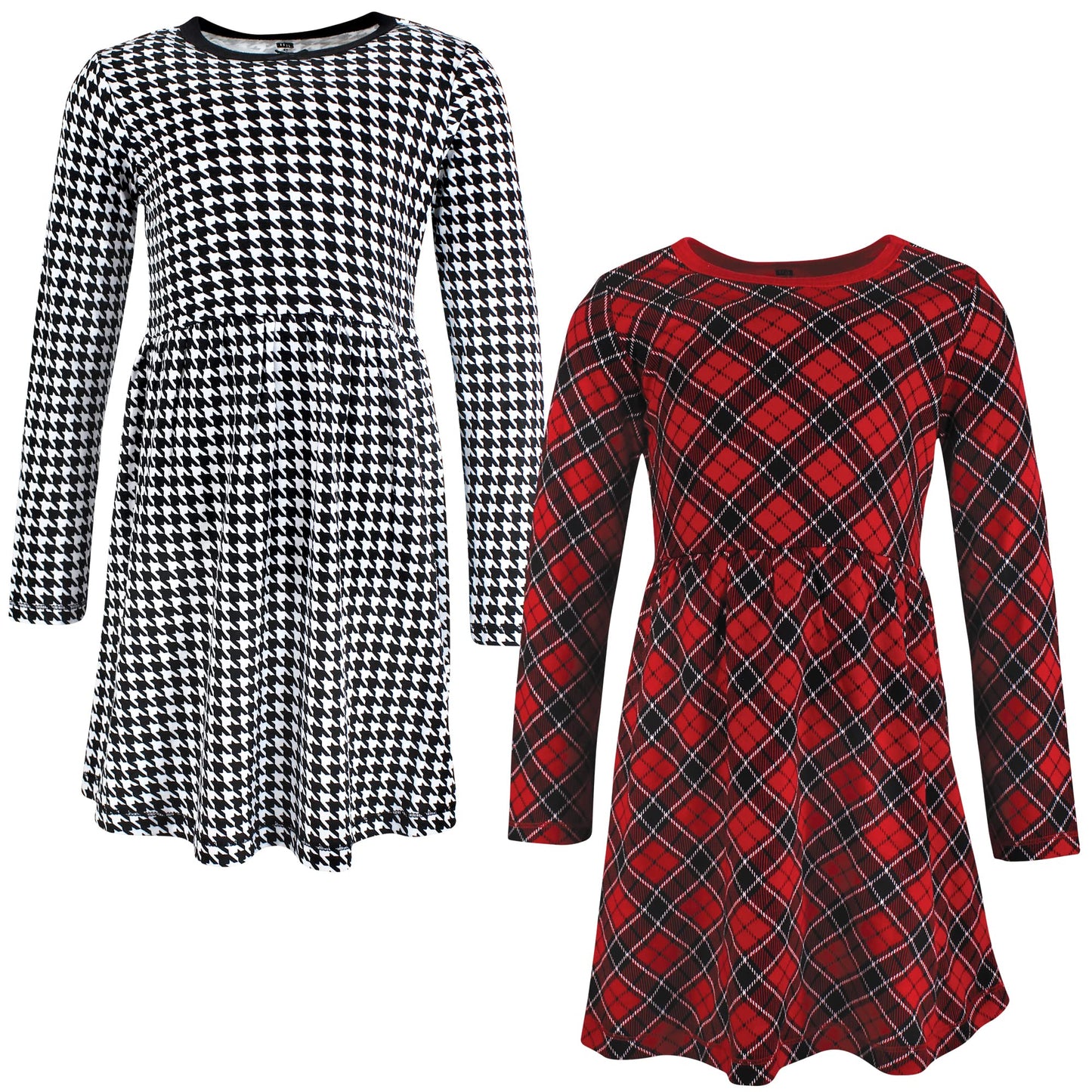 Hudson Baby Infant And Toddler Girl Cotton Dresses Black Red Plaid, 4 Toddler