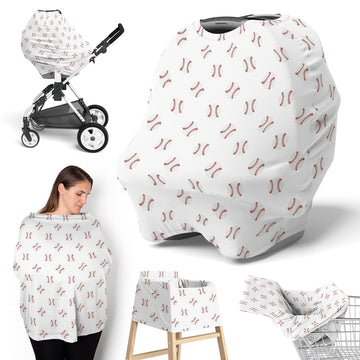 Sweet Jojo Designs Baseball Sports Boy Infant Baby Car Seat Cover Nursing Breastfeeding Shopping Cart Stroller Canopy - Red And