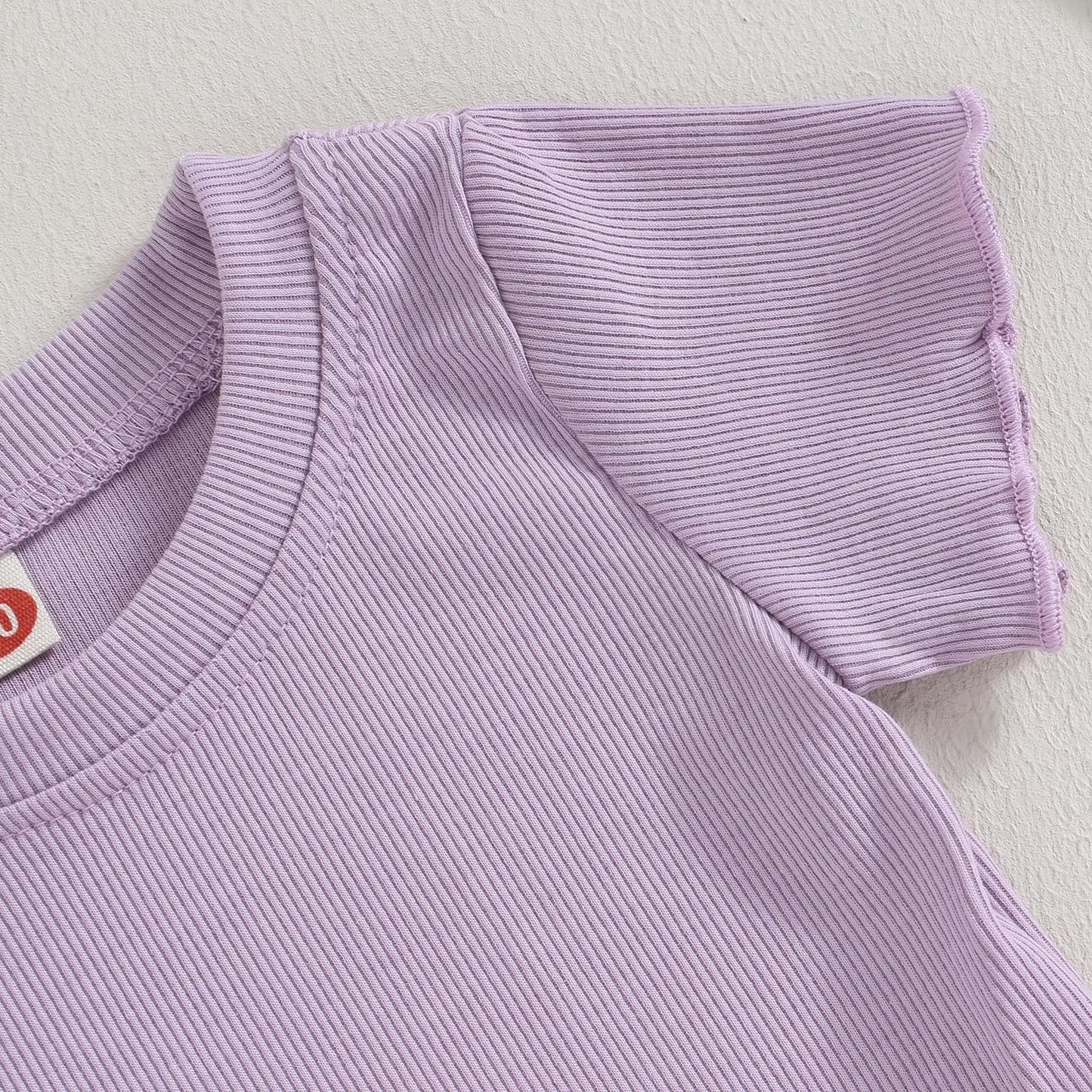 Kupretty 2Pcs Toddlers Baby Girls Summer Clothes Set Ruffle Ribbed Knit Short Sleeves T-Shirt Tops Shorts Cotton Outfits (Light