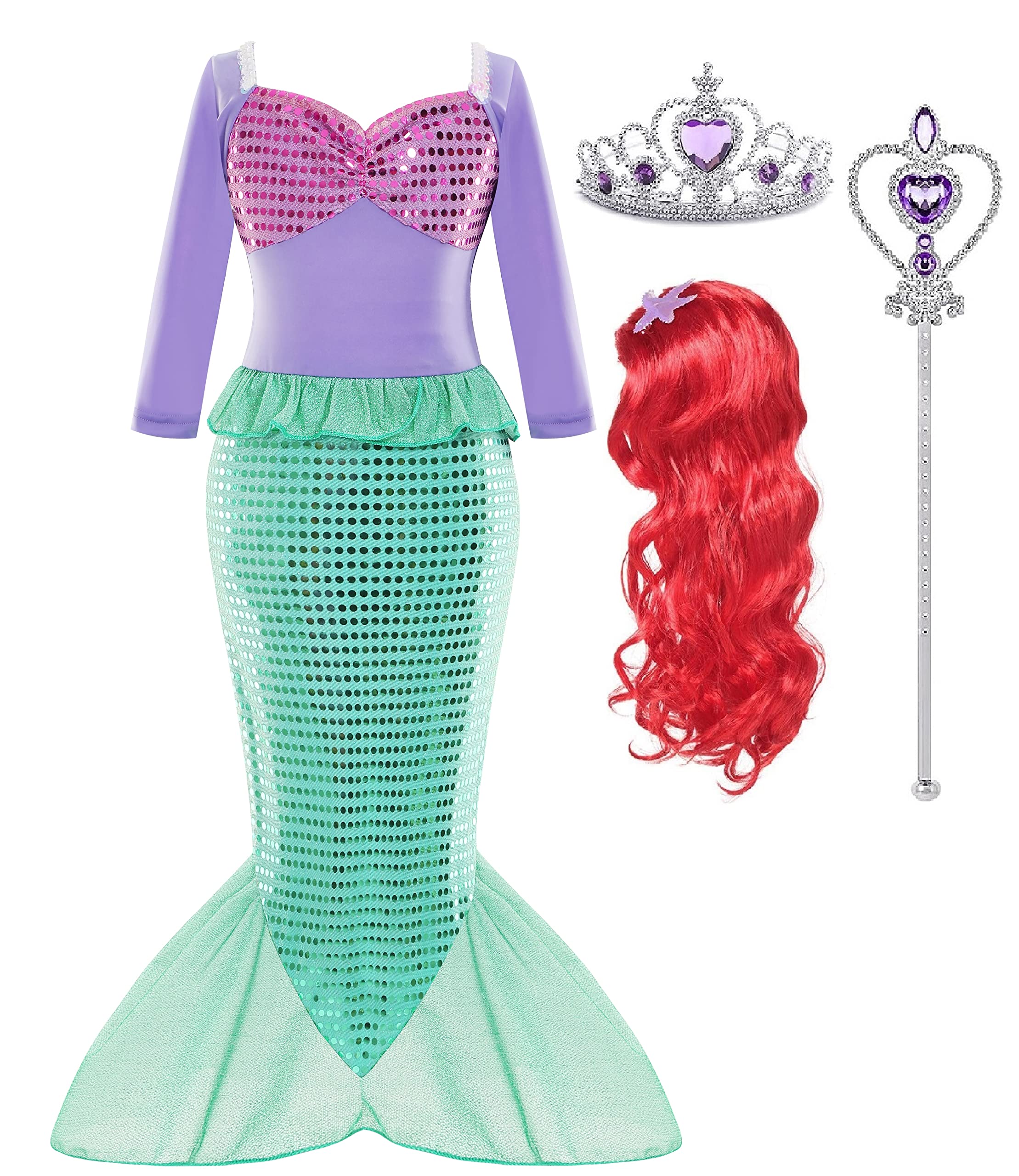 Lurleez Princess Little Girls Mermaid Costume For Toddler Dress For Girls With A WBBAPB09KRR5NW7
