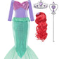 Lurleez Princess Little Girls Mermaid Costume For Toddler Dress For Girls With Accessories Wig Birthday Party Cosplay (140 6-7 Y