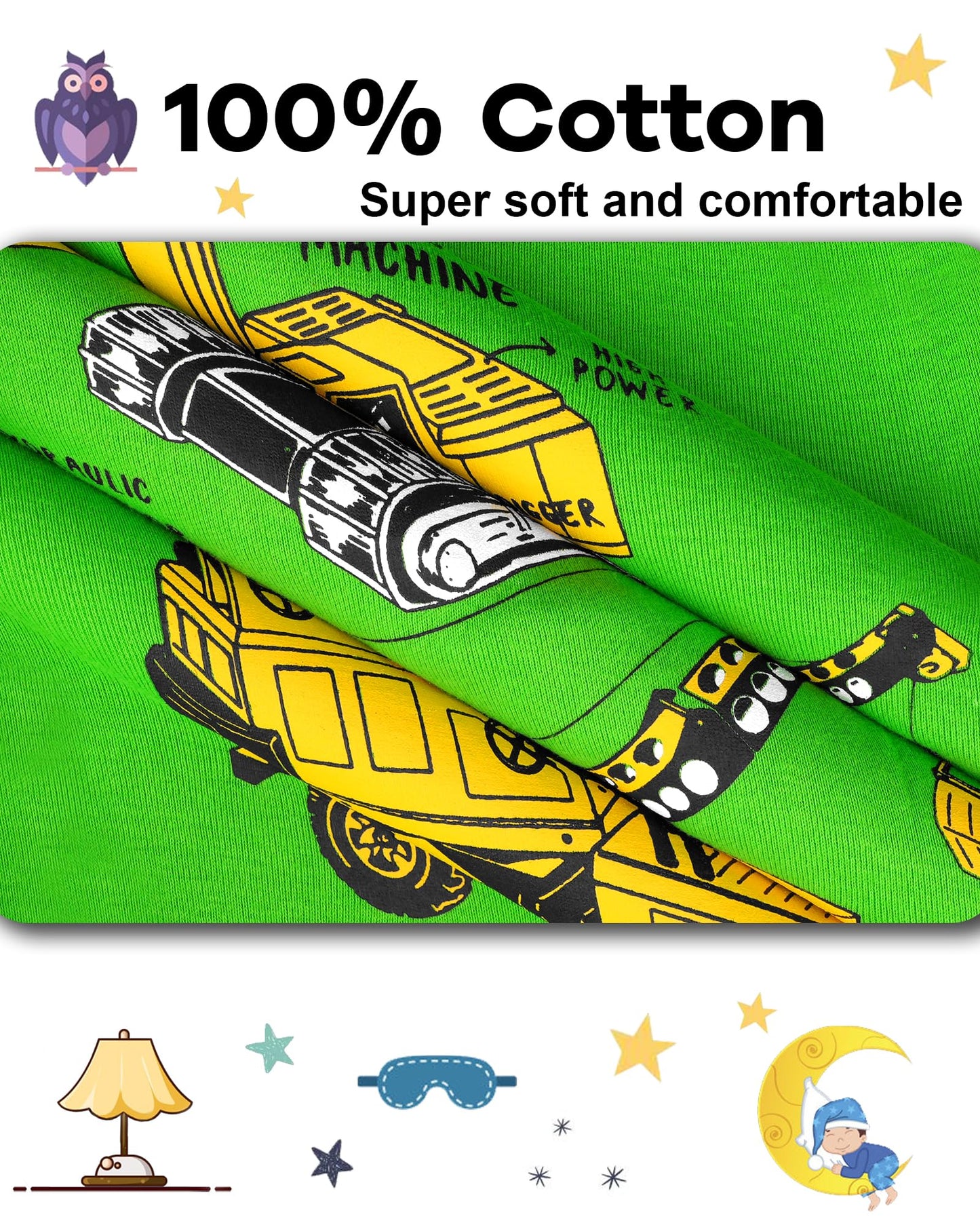 Daughter Queen Boys Pajamas 18-24 Months Summer Pjs Construction Pj Sets Baby Toddler 100% Cotton Short Sleeve Jammies Digger Sl