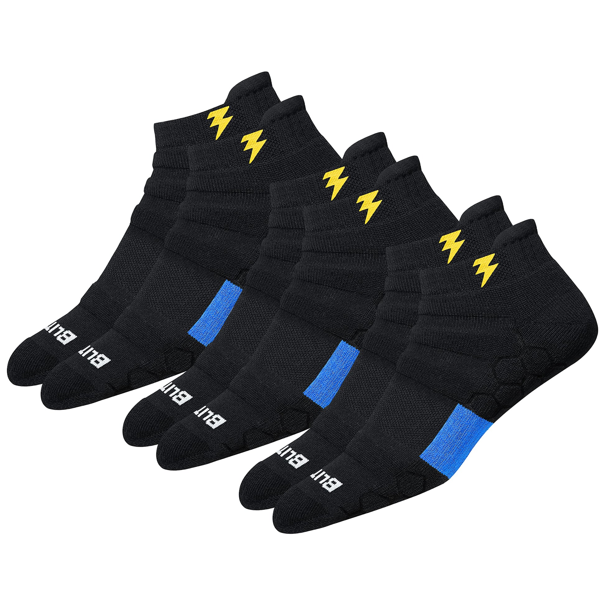 Blitzsox MenS Ankle Length Cotton Blend Socks (Pack Of 3) (BlAthIndLcB_Black)