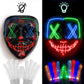 Halloween Mask Skeleton Gloves Set, Halloween Costumes Gifts For Men Women Boys Girls, 3 Modes Light Up Scary Led Mask With Led