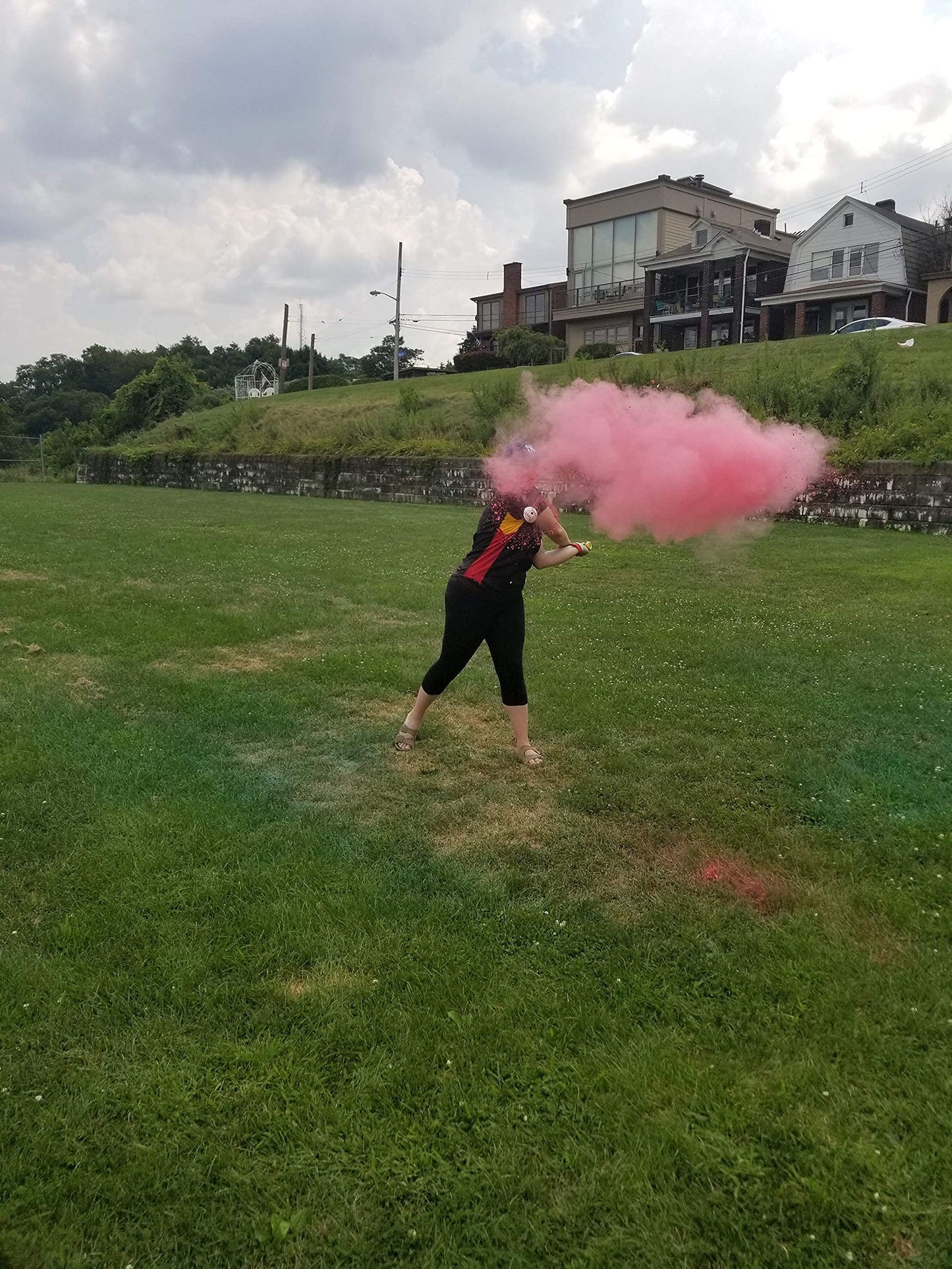 J&M Gender Reveal Baseball For Baby Showers And Reveal Parties - 100% All Natural Holi Powder (Pink)