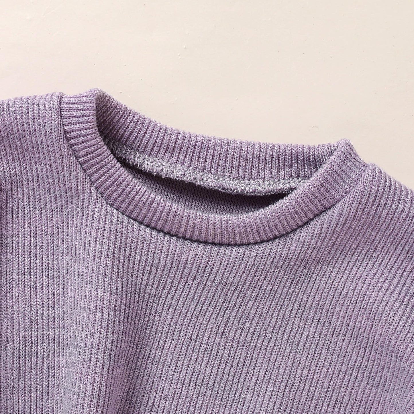 Toddler Baby Girl Sweater Round Neck Loose Long Sleeve Candy Color Knitted Pullover Tops Autumn Winter Sweatshirt (Light Purple,