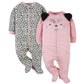 Gerber Baby Girls 2-Pack Sleep 'N Play Leopard Pink 3-6 Months