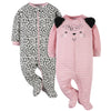 Gerber Baby Girls 2-Pack Sleep 'N Play Leopard Pink 3-6 Months
