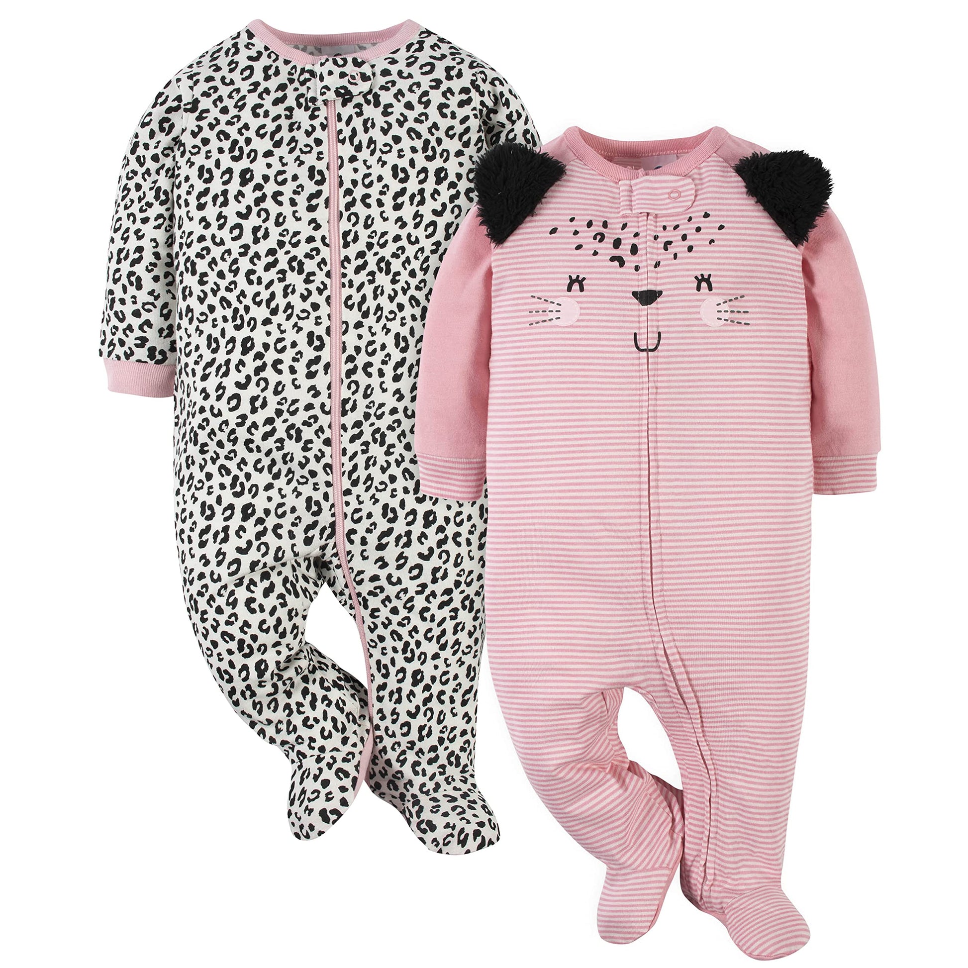 Gerber Baby Girls 2-Pack Sleep 'N Play Leopard Pink 3-6 Months
