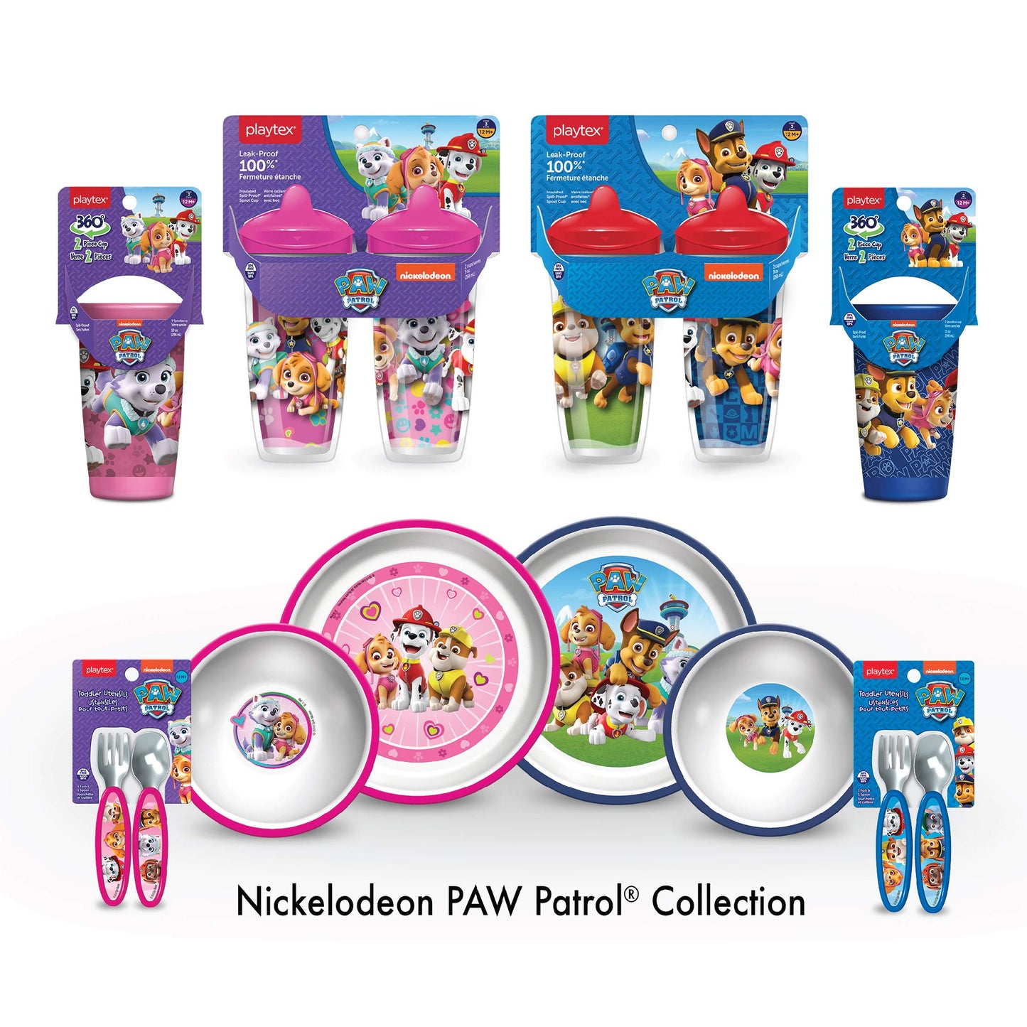 Playtex Sipsters Stage 3 Paw Patrol Spill-Proof, Leak-Proof, Break-Proof Spout Cup For Boys, 9 Ounce - Pack Of 2, Red
