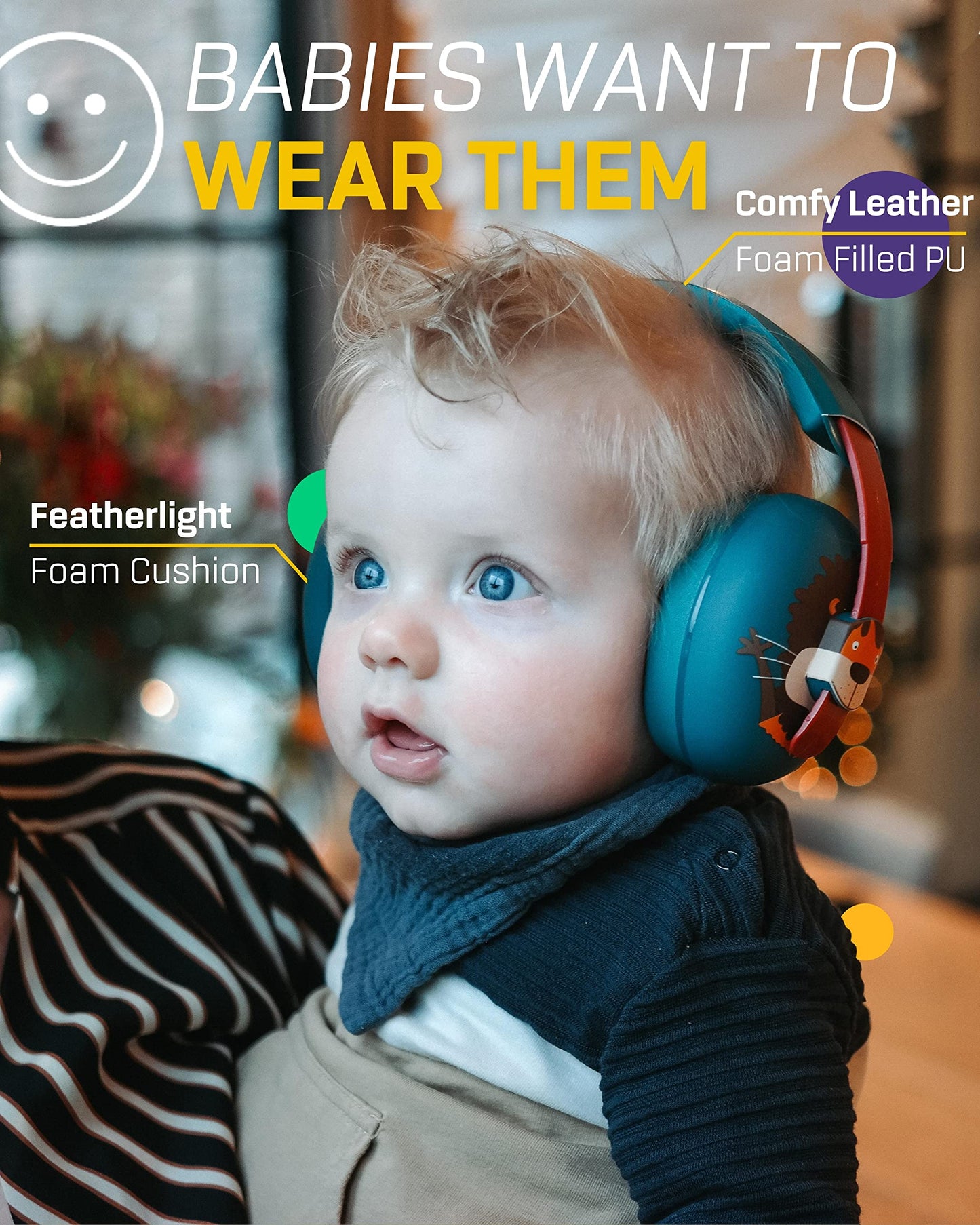 Vanderfields Baby Ear Protection Noise Cancelling Headphones For Babies, Toddlers, Infants 3 Months To 2 Years,Friendly Lion