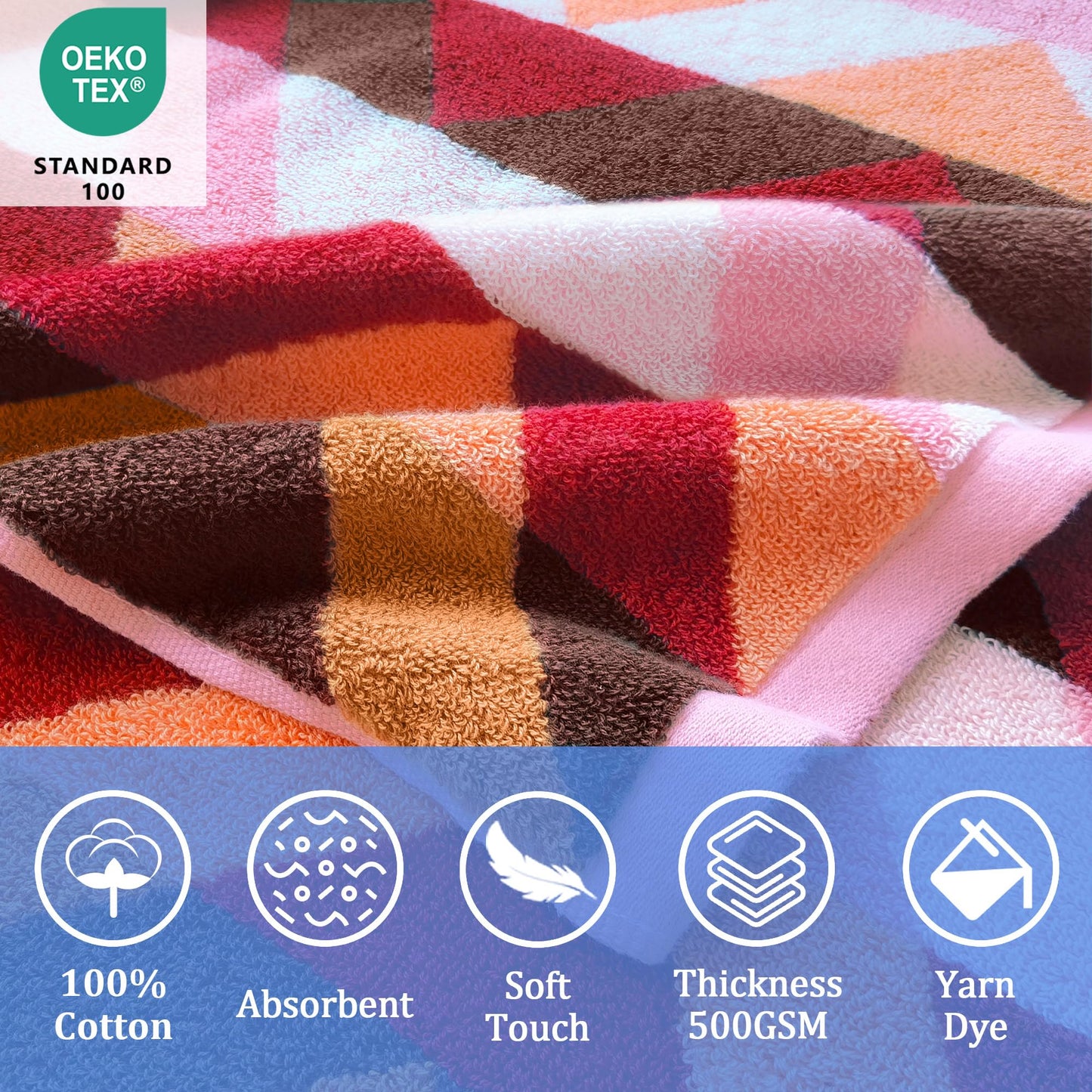 Voova & Movas Toddler Bath Towels (3-10Years) - Soft, Absorbent 100% Cotton Thick 500Gsm Pool Towels,Perfect For Bath | Beach |