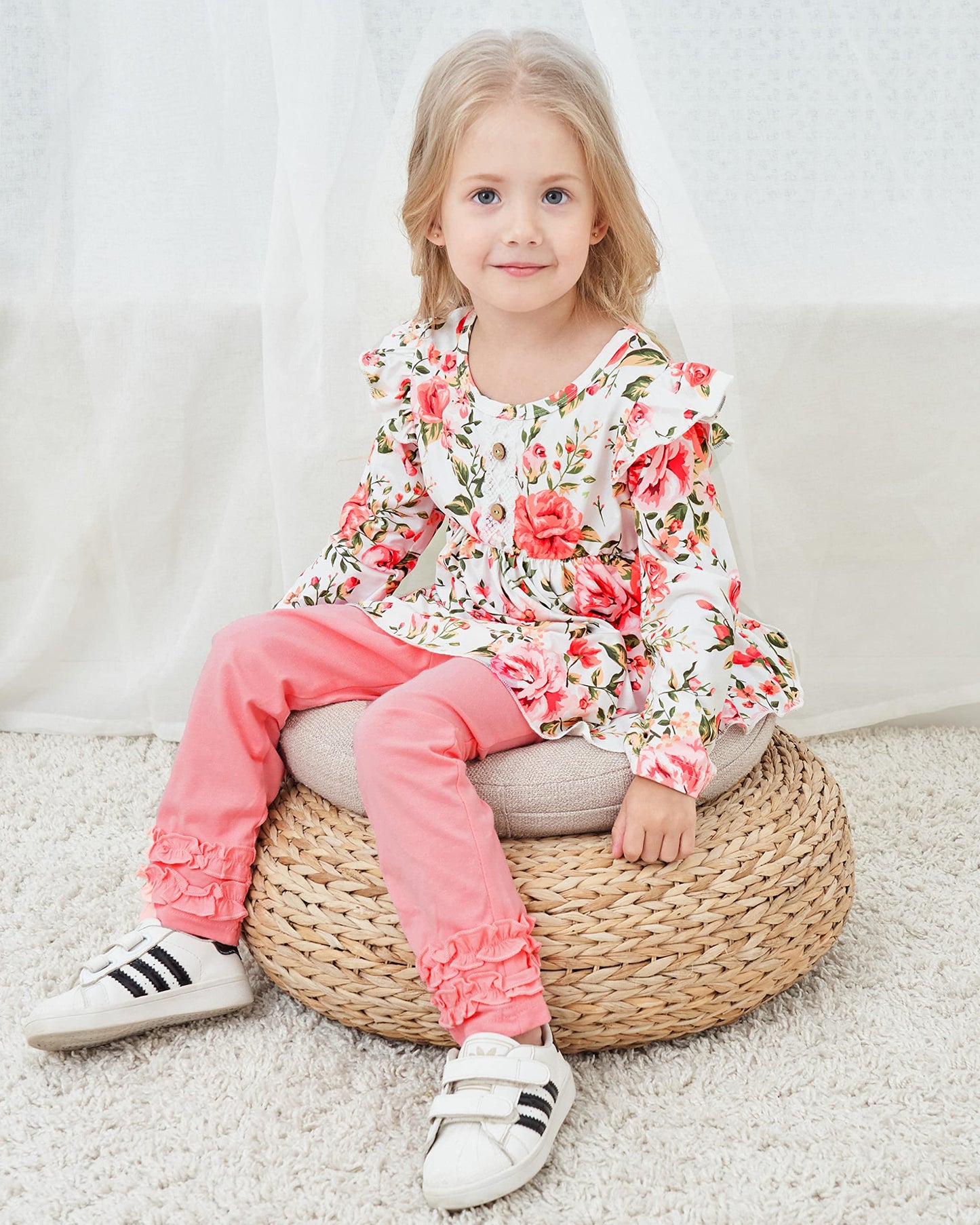 18 Months Girl Clothes Toddler Baby Girl Outfits Floral Shirt Top Pink Pants Fall Winter Little Girl Clothes 2T Outfit For Girl