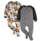 Gerber Baby Boys' Toddler Loose Fit Flame Resistant Fleece Footed Pajamas 2-Pack, Grey Moose, 18 Months