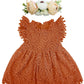 Bgfks Baby Girl Tutu Dress Elegant Lace Pom Pom Flutter Sleeve With Flower Headband Set(Brick Red,6 Months)