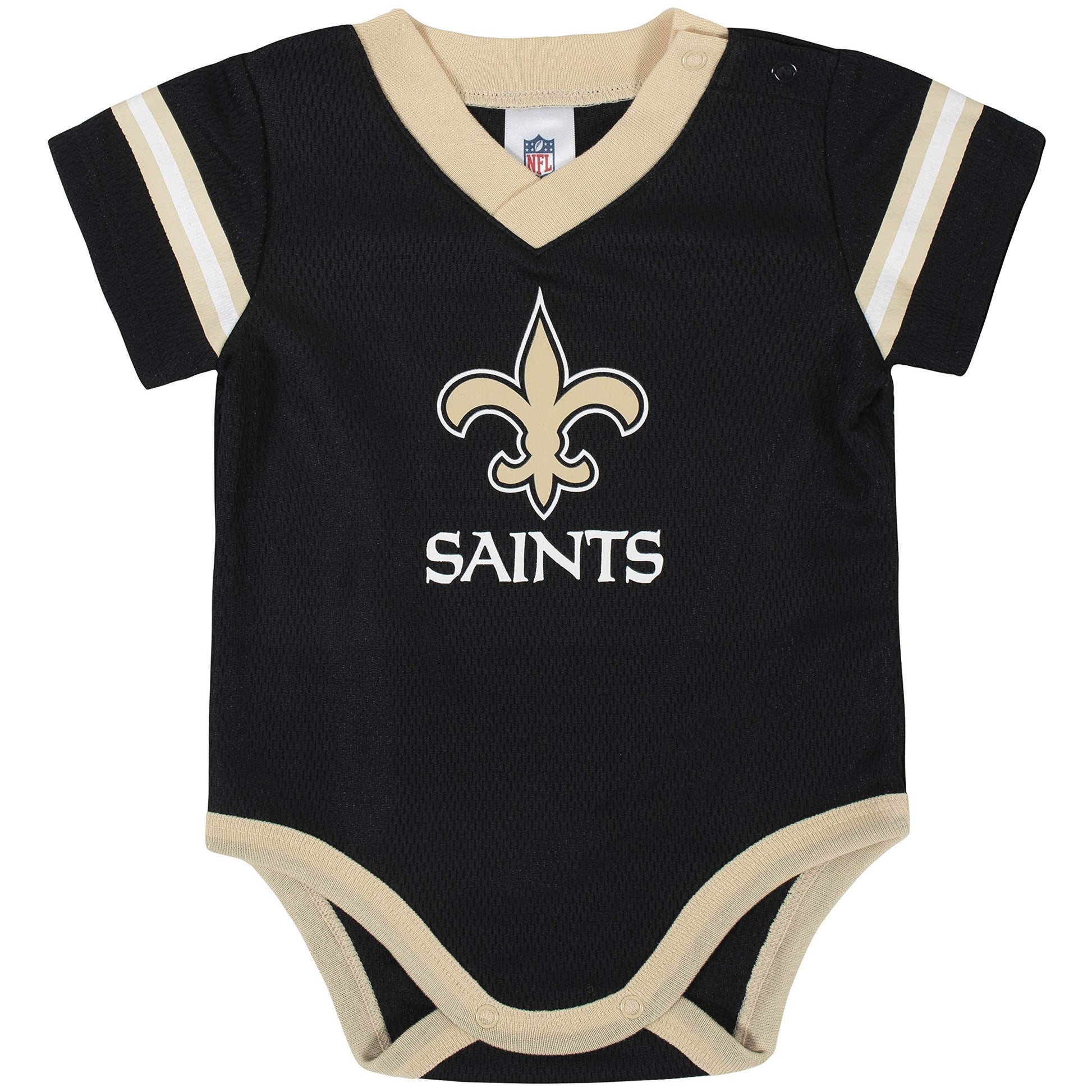 Nfl New Orlean Saints Team Jersey Bodysuit, Blackgold New Orlean Saints, 0-3 Months