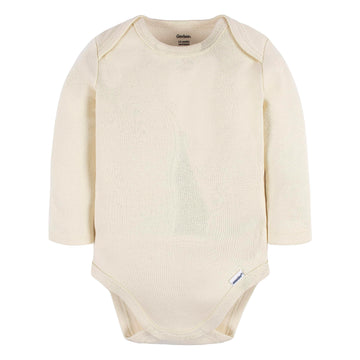 Gerber Unisex Baby Long Sleeve Solid Onesies Multi-Pack Interlock 180 Gsm, Natural