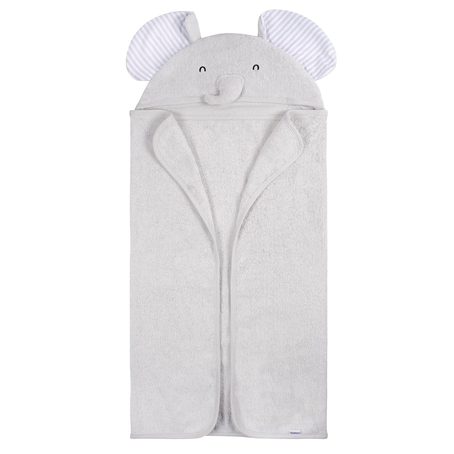 Gerber Baby 4 Piece Animal Character Hooded Towel And Washcloth Set, Grey Elephant, One Size