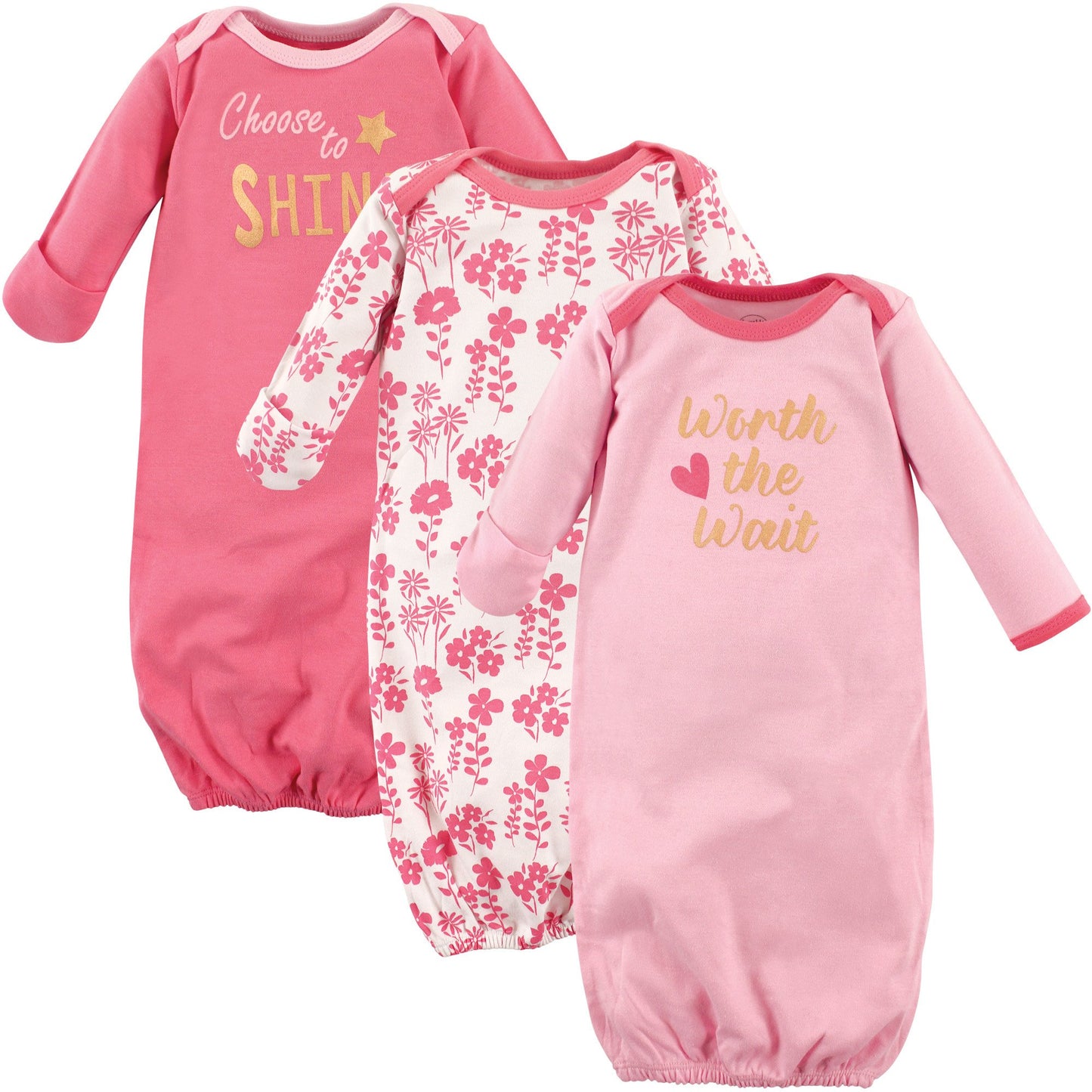 Luvable Friends Unisex Baby Cotton Gowns, Worth The Wait, 0-6 Months Us