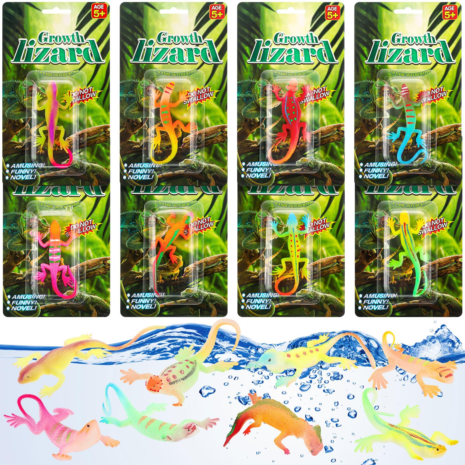 Outus 8 Pieces Growing Animal Creature Expandable Giant Grow 3D Water Creature Set Easter Egg Basket Filler Grow in Water Fish F