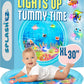 Splashez Lights Up Tummy Time Water Mat For Babies, 30' X-Large Baby Water Mat Tummy Time For Sensory Play With Led Glowing Fis